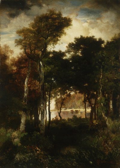 Woods by a River by Thomas Moran