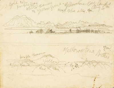 Yellowstone Bad Lands (and) Yellowstone Buttes by Thomas Moran