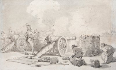 A French Artillery Division in Action by Thomas Rowlandson