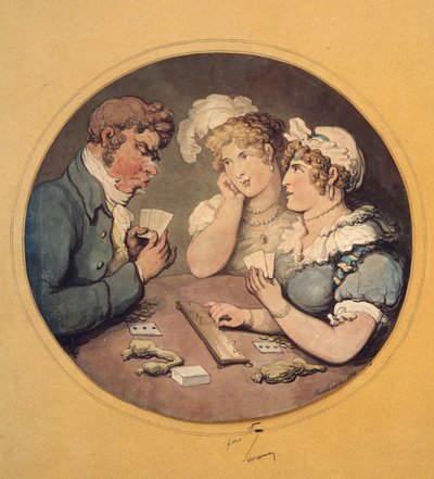 A Game of Cribbage by Thomas Rowlandson