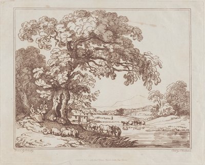 Pastoral Riverside Scene by Thomas Rowlandson