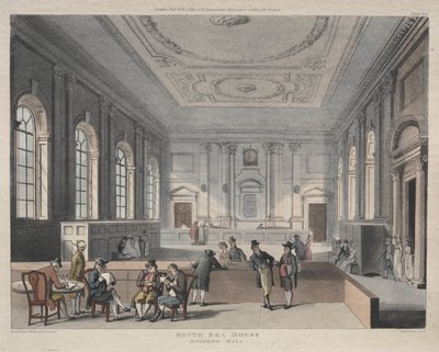 South Sea House, Dividend Hall by Thomas Rowlandson