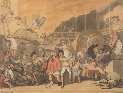 The Inn Yard on Fire by Thomas Rowlandson