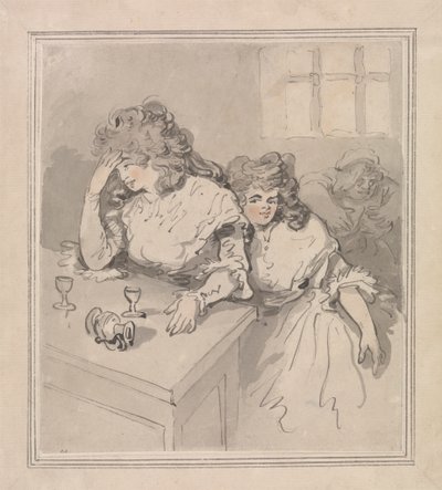 Two Girls Tippling by Thomas Rowlandson
