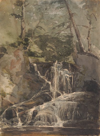 Small Waterfall in Forest by Thomas Sully