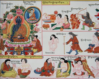 Manuscript on Tibetan Medicine (detail) by Tibetan School