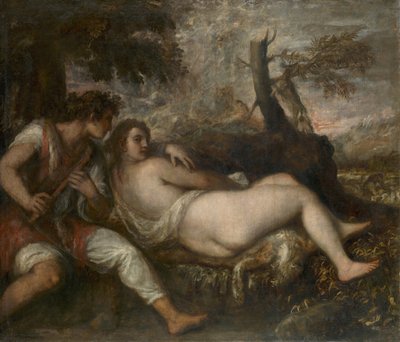 Nymph and Shepherd by Tiziano Vecelli