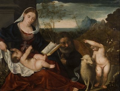 The Holy Family with Saint John by Tiziano Vecelli