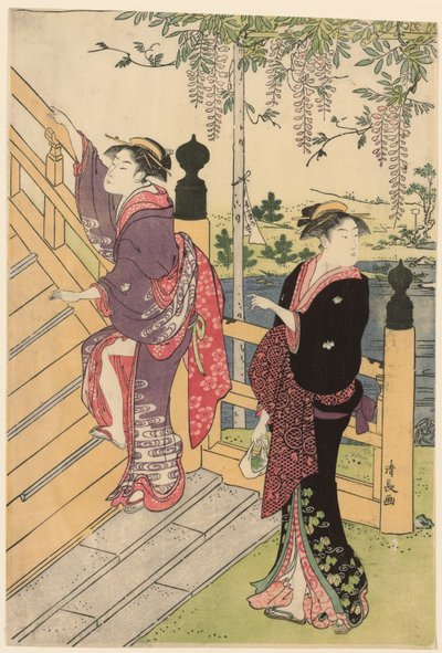 Admiring the Wisteria at Kameido Shrine by Torii Kiyonaga