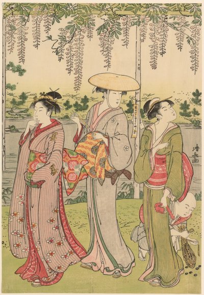 Admiring the Wisteria at Kameido Shrine by Torii Kiyonaga