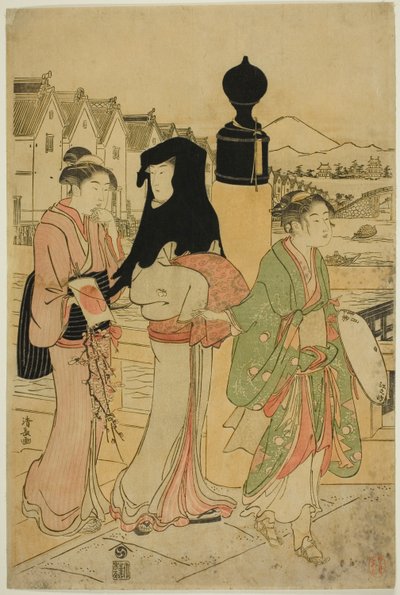 Women Crossing Nihonbashi Bridge by Torii Kiyonaga