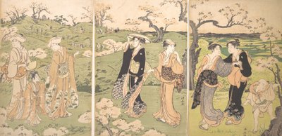 Young Ladies Viewing Cherry-blossoms at Asukayama by Torii Kiyonaga