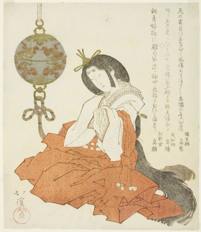Court Lady Sitting Beside Hanging Incense Burner by Totoya Hokkei