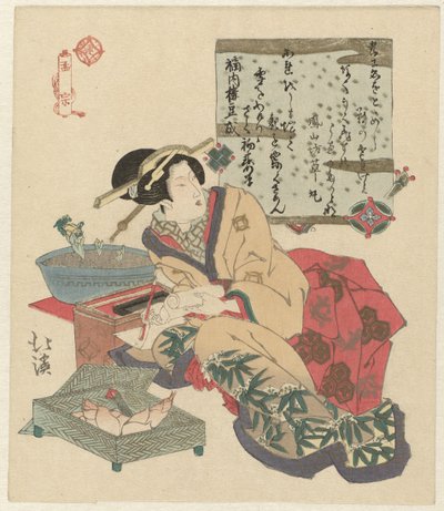 Woman Writing a Letter by Totoya Hokkei