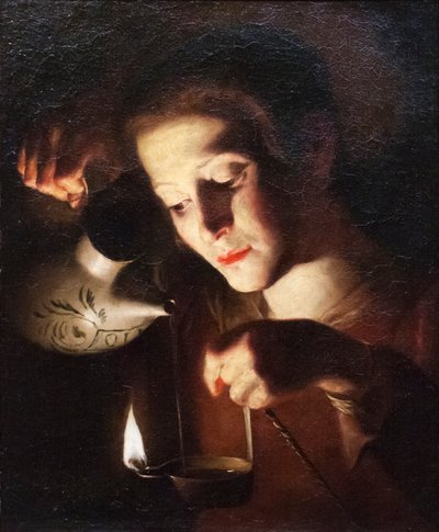 Girl with a Lantern by Trophime Bigot