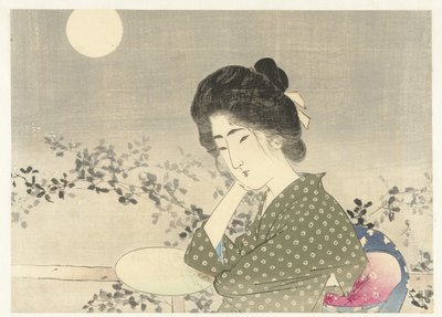 Woman with a Fan by Moonlight by Tsutsui Toshimine