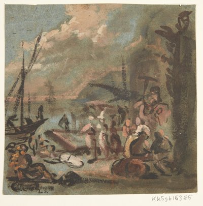 Figure Scene by the Coast by Ubekendt