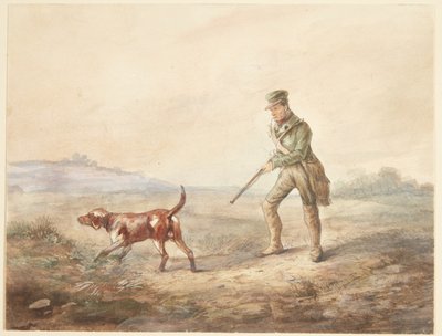 Landscape with a Hunter and His Dog by Ubekendt