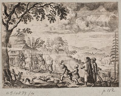 Landscape with Two Men Fighting by Ubekendt