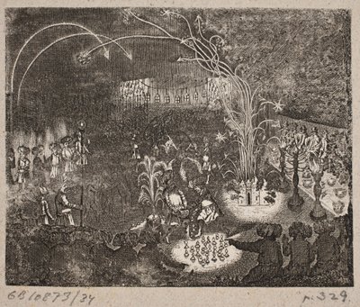 Persian Banquet with Fireworks by Ubekendt