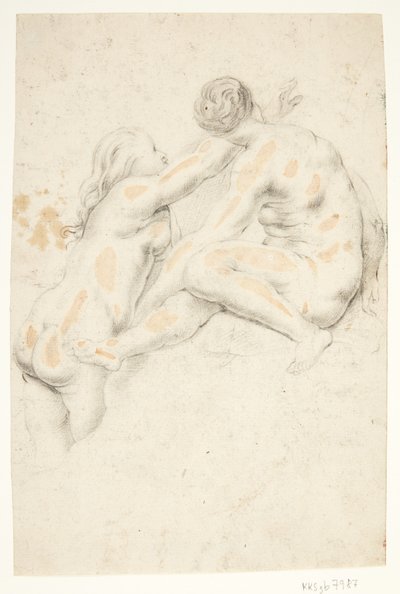 Two Naked Female Figures by Ubekendt