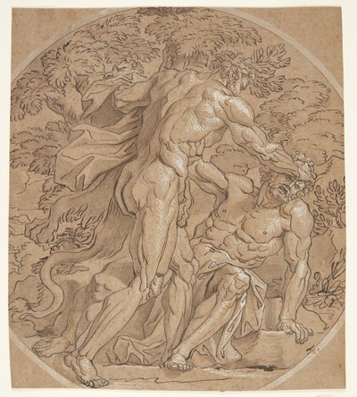Combat Scene with Two Naked Men by Ubekendt Ubekendt