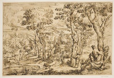 Landscape with Nymphs and Satyrs by Ubekendt Ubekendt