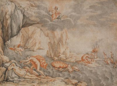 Peleus Ensnaring the Sleeping Thetis by Ubekendt florentinsk