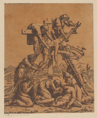 Descent from the Cross by Ugo da Carpi