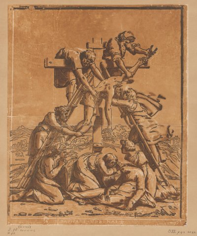 Descent from the Cross by Ugo da Carpi