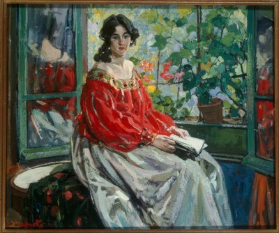 Lady with Book by Ulisse Caputo