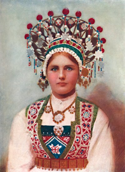 A Norwegian girl in bridal dress, 1912 by Unbekannt