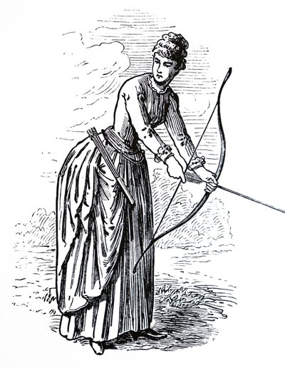 A young lady practising her archery skills by Unbekannt
