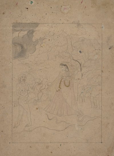 Abhisarika Nayika Heroine Braving the Night, ca. 1800 by Unbekannt