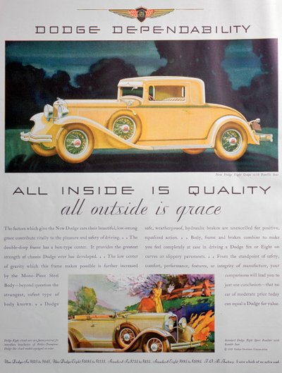 Advert for Dodge cars, 1931 by Unbekannt