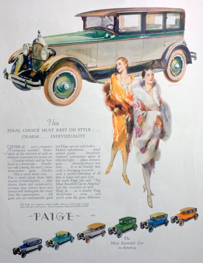 Advert for Paige motor cars by Unbekannt