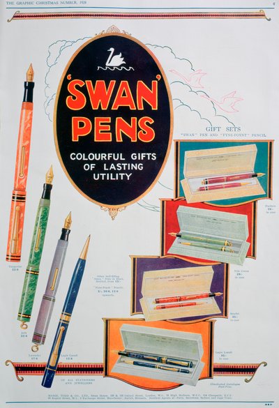 Advert for Swan pens, 1928 by Unbekannt
