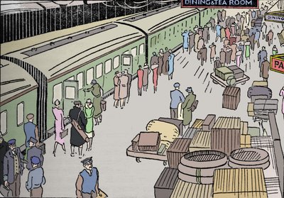 An Illustration of a 1930s Railway Station by Unbekannt