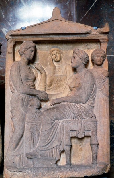 Ancient Greek relief showing friends greeting each other by Unbekannt