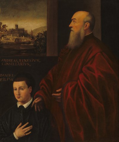 Andrea Renier and His Son Daniele, c. 1560-1566 by Unbekannt