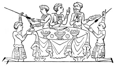 Anglo-Saxons at dinner, 1910 by Unbekannt