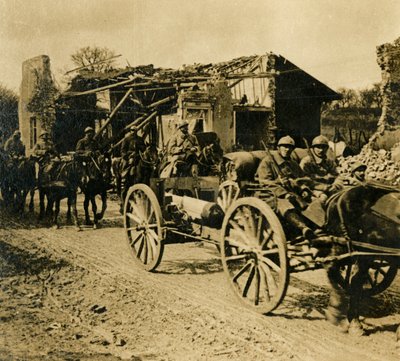 Artillery Passing Through Beauzée, Northern France by Unbekannt