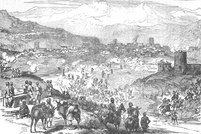 Attack on an Afreedi Town, c1880 by Unbekannt
