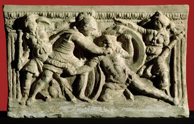 Battle scene from a cinerary urn, Etruscan by Unbekannt