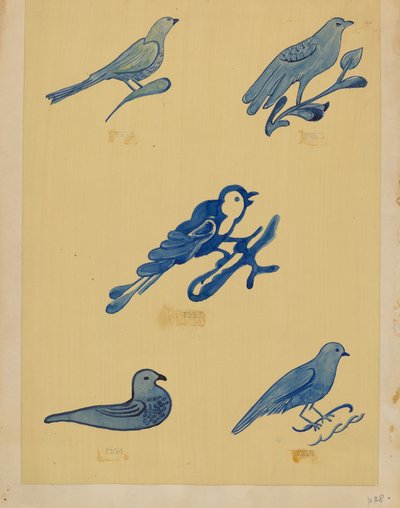 Bird Decorations on Stoneware, 1935-1942 by Unbekannt