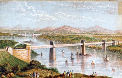 Britannia Tubular Bridge over Menai Straits, Wales, c1850s by Unbekannt