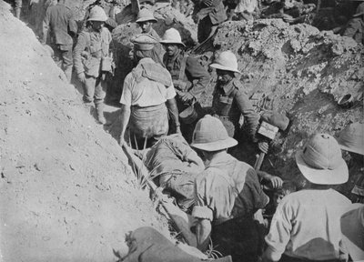 Carrying wounded through the trenches by Unbekannt