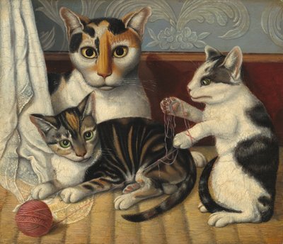 Cat and Kittens by Unbekannt