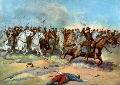 Cavalry charge by US regulars, Spanish-American War, 1898 by Unbekannt
