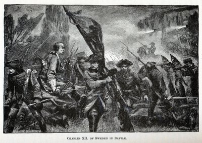 Charles XII of Sweden in Battle by Unbekannt